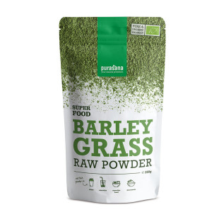 Herbe d'Orge poudre BIO 200g (Barley Grass Super Food) - Purasana - <p>Riche en fibres et acide folique, une source de vitamines