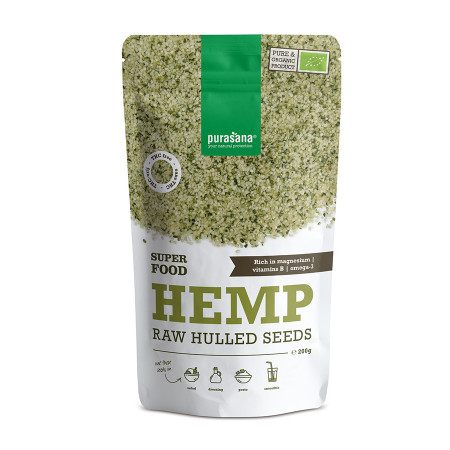 Chanvre graines décortiquées 200g BIO (Hulled Hemp Raw Seeds Super Food) - Purasana - SuperFood - Superaliments - Raw Food - 1