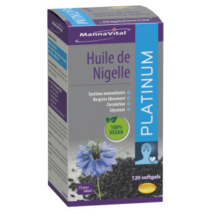 Huile de Nigelle Platinum - 120 softgel - Mannavital - Phytothérapie - 1