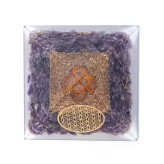 Orgonite Pyramide Améthyste fleur de vie - 7x7x6 cm - Lithothérapie - Lithothérapie - Pierres de Santé - Bijoux - 2