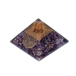 Orgonite Pyramide Améthyste fleur de vie - 7x7x6 cm - Lithothérapie - Lithothérapie - Pierres de Santé - Bijoux - 3