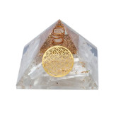 Orgonite Pyramide sélénite fleur de vie - 7x7x6cm - Lithothérapie - Lithothérapie - Pierres de Santé - Bijoux - 1-Orgonite Pyramide sélénite fleur de vie - 7x7x6cm - Lithothérapie