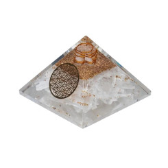 Orgonite Pyramide sélénite fleur de vie - 7x7x6cm - Lithothérapie - Lithothérapie - Pierres de Santé - Bijoux - 3