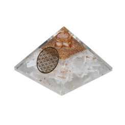 Orgonite Pyramide sélénite fleur de vie - 7x7x6cm - Lithothérapie - Lithothérapie - Pierres de Santé - Bijoux - 3