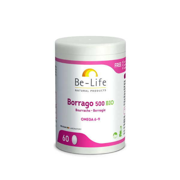 Bourrache 500 mg (Borrago 500)  60 gélules  Bio - Be-Life - Acides Gras essentiels (Omega) - 1
