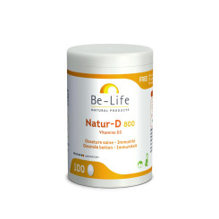 Natur-D 800 (Vitamine D3 - 800UI) 100 capsules - Be-Life - Vitamine A & D / huile de foie de morue - 1