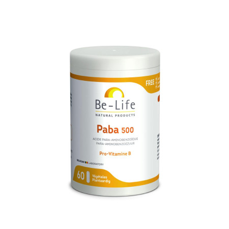Paba 500 (Acide para-aminobenzoïque) 60 gélules - Be-Life - Vitamines - 1