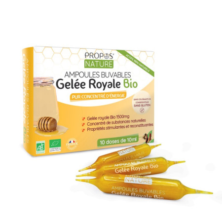 Gelée Royale Bio 1500 mg 10 ampoules - Propos'Nature - Produits de la Ruche - 1