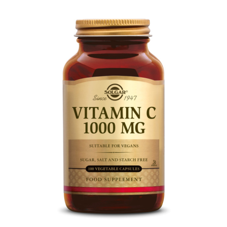 Vitamin C 1000 mg Flasche mit 100 pflanzlichen Kapseln - Solgar - Vitamin C, Acerola und Bioflavonoide - 1