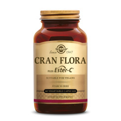 Cran Flora (Cranberry + Vitamine C + Probiotiques) 60 gélules végétales - Solgar - Complexes Multi-vitamines et  Minéraux - 1
