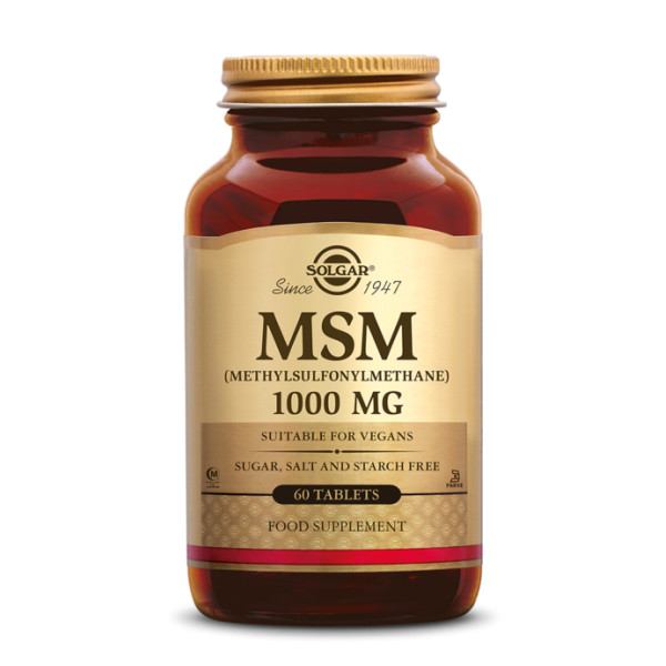 MSM 1000 mg 60 comprimés - Solgar - Chondroïtine - Glucosamine - MSM - 2