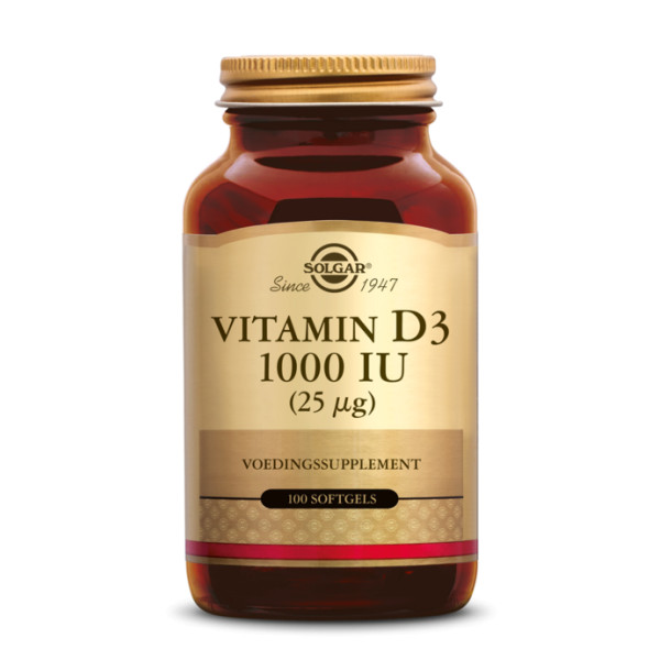 Vitamine D3 25 µg/1000 UI 100 gélules softgels - Solgar - Vitamine A & D / huile de foie de morue - 1