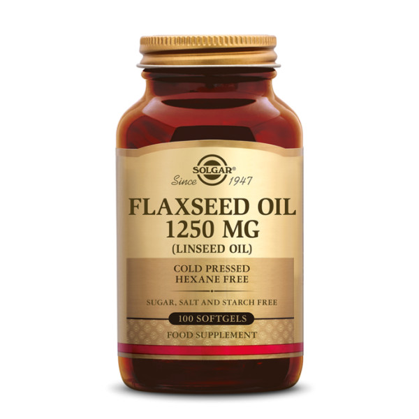 Huile de lin Cold pressed Flaxseed oil 1250mg 100 softgels - Solgar - Acides Gras essentiels (Omega) - 1