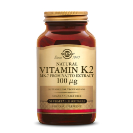 Vitamine K-2 100 µg (MK-7) 50 gélules végétales - Solgar - Vitamines - 1