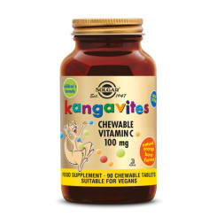 Vitamine C 100 mg (Kangavites Chewable) pour enfants arôme orange 90 comprimés à croquer - Solgar - Vitamine C, Acérola et Biofl