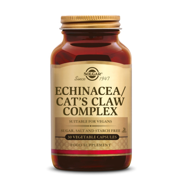 Echinacea/Cat's Claw Complex (Echinacée, Griffe de chat) 30 gélules végétales - Solgar - Plantes en gélules - Extraits (EPS) - 1