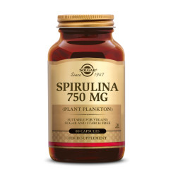 Spiruline (Arthrospira platensis) 750 mg 80 gélules végétales - Solgar - Gélules de plantes - 1