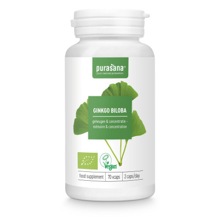 Ginkgo Biloba Bio 70 gélules Vegan - Purasana - Gélules de plantes - 1