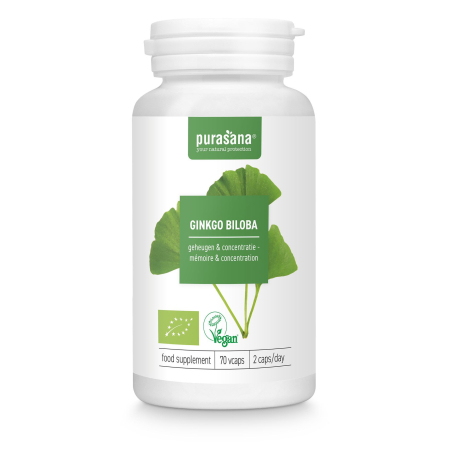 Ginkgo biloba Bio 70 gélules Vegan - Purasana - Gélules de plantes - 1