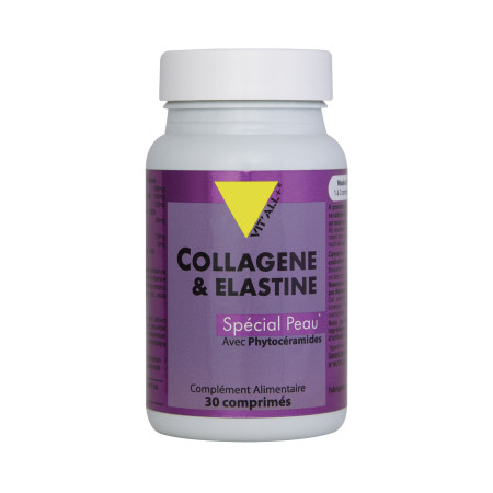 Collagène & Elastine spécial peau - 30 comprimés - Vitall+ - Peau - Ongles - Cheveux - 1