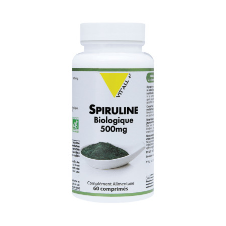 Spiruline (Arthrospira platensis) BIO 500 mg 60 comprimés - Vitall+ - Gélules de plantes - 1