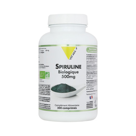 Spiruline (Arthrospira platensis) BIO 500 mg 300 comprimés - Vitall+ - Gélules de plantes - 1