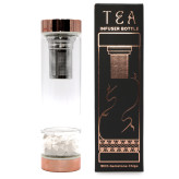 Bouteille à Infuser pour tisane ou thé en verre 500 ml - Rose doré - Pierre de Cristal de Roche - Tasse à Thé, Mug, Théière, Tis