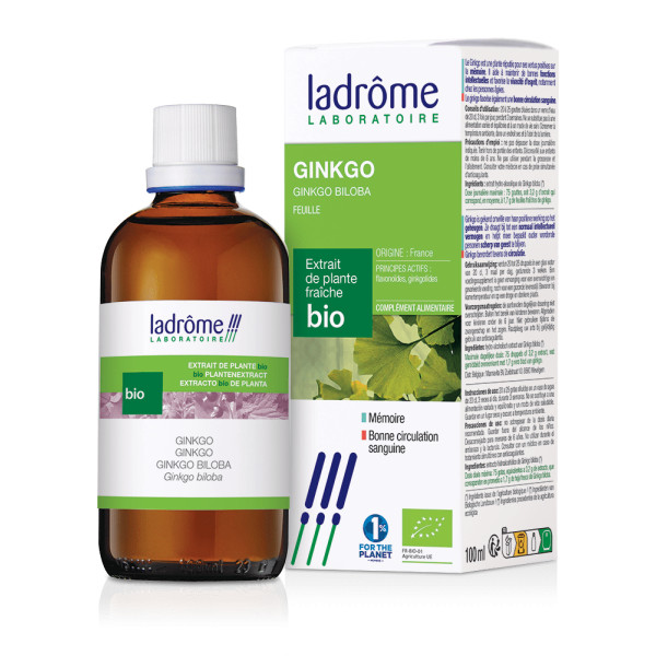Teinture-mère Ginkgo biloba Bio - 100 ml - Ladrôme - Teintures-mère - Extraits de plantes fraîches - 1