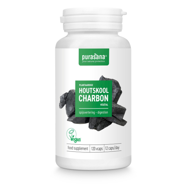 Aktivkohle 120 Kapseln - Purasana - Aktivkohle & Hefe - 1