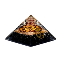 Orgonite Chakra Pyramide Tourmaline Noire avec Om - 7x7x6 - Lithothérapie - Lithothérapie - Pierres de Santé - Bijoux - 2