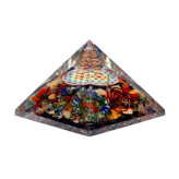 Orgonite Pyramide de Fleur de Vie Colorée avec Pointe de Cristal - 7x7x6 - Lithothérapie - Lithothérapie - Pierres de Santé - Bi