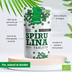 Spiruline BIO - 500 comprimés - Purasana - Gélules de plantes - 3