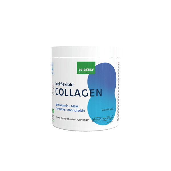 Collagène en poudre hydrolysé à boire - MSM & Sulfate de Chondroïtine 240 g - Saveur Citron - Purasana - Complément alimentaire 