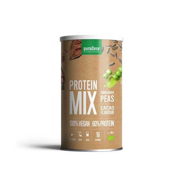 Protéines végétales BIO 60% - Cacao - Purasana - SuperFood - Superaliments - Raw Food - 1
