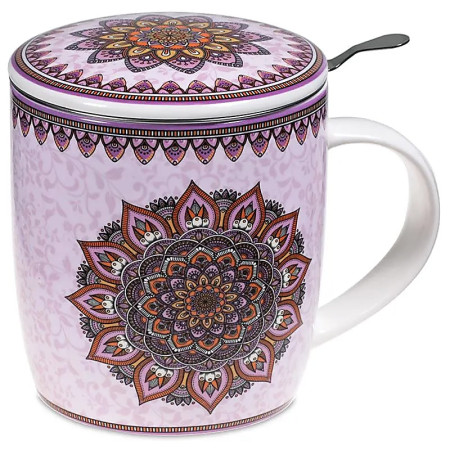 Tisanière Mandala violet en porcelaine avec filtre - Accessoires autour des tisanes et du thé - 2