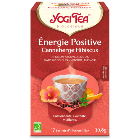 Yogi tea "Energie Positive" Canneberge Hibiscus Bio 17 sachets - Thé Ayurvédic - Infusions Ayurvédiques - 1