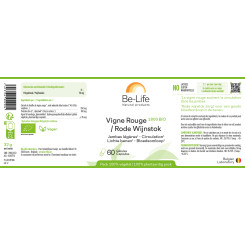 Vigne Rouge Extrait (Vitis Vinifera SFP) Bio 60 gélules - Be-Life - Gélules de plantes - 2