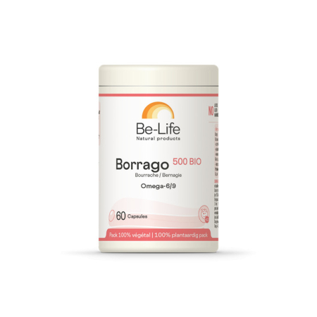 Bourrache 500 mg (Borrago 500)  60 gélules  Bio - Be-Life - Acides Gras essentiels (Omega) - 2