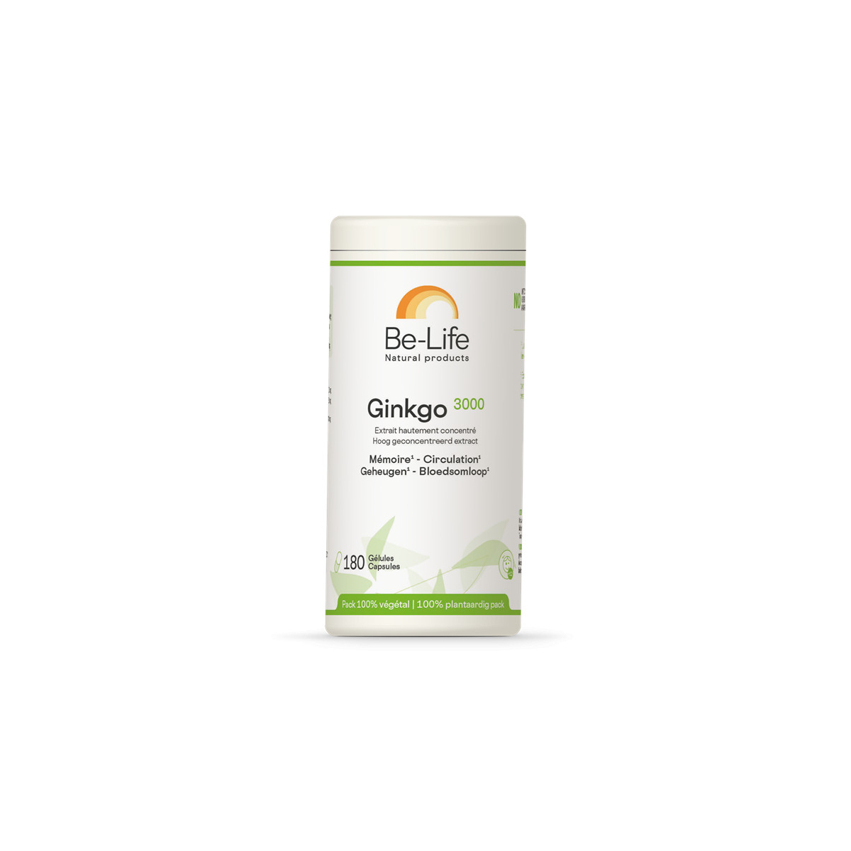 Complément Alimentaire Ginkgo Biloba Bio Vegan - 180 Gélules - BIOPTIMAL - Soutien Mémoire & Circulation - Fabriqué En France