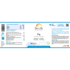 Fe (Vit B9-B12) 60 gélules - Be-Life - Fer (Fe) - 2