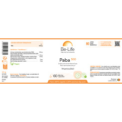 Paba 500 (Acide para-aminobenzoïque) 60 gélules - Be-Life - Vitamines - 3