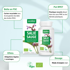 Sauge Bio 120 gélules - Purasana - Gélules de plantes - 5