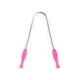 Gratte-langue (Hrid dhauti) en inox avec manchon - Rose - Lota, Neti Pot et Gratte Langue - 1-Gratte-langue (Hrid dhauti) en inox avec manchon - Rose