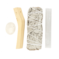 Energiereinigingsset met witte salie - bergkristal - Palo Santo - selenietkristal - 2