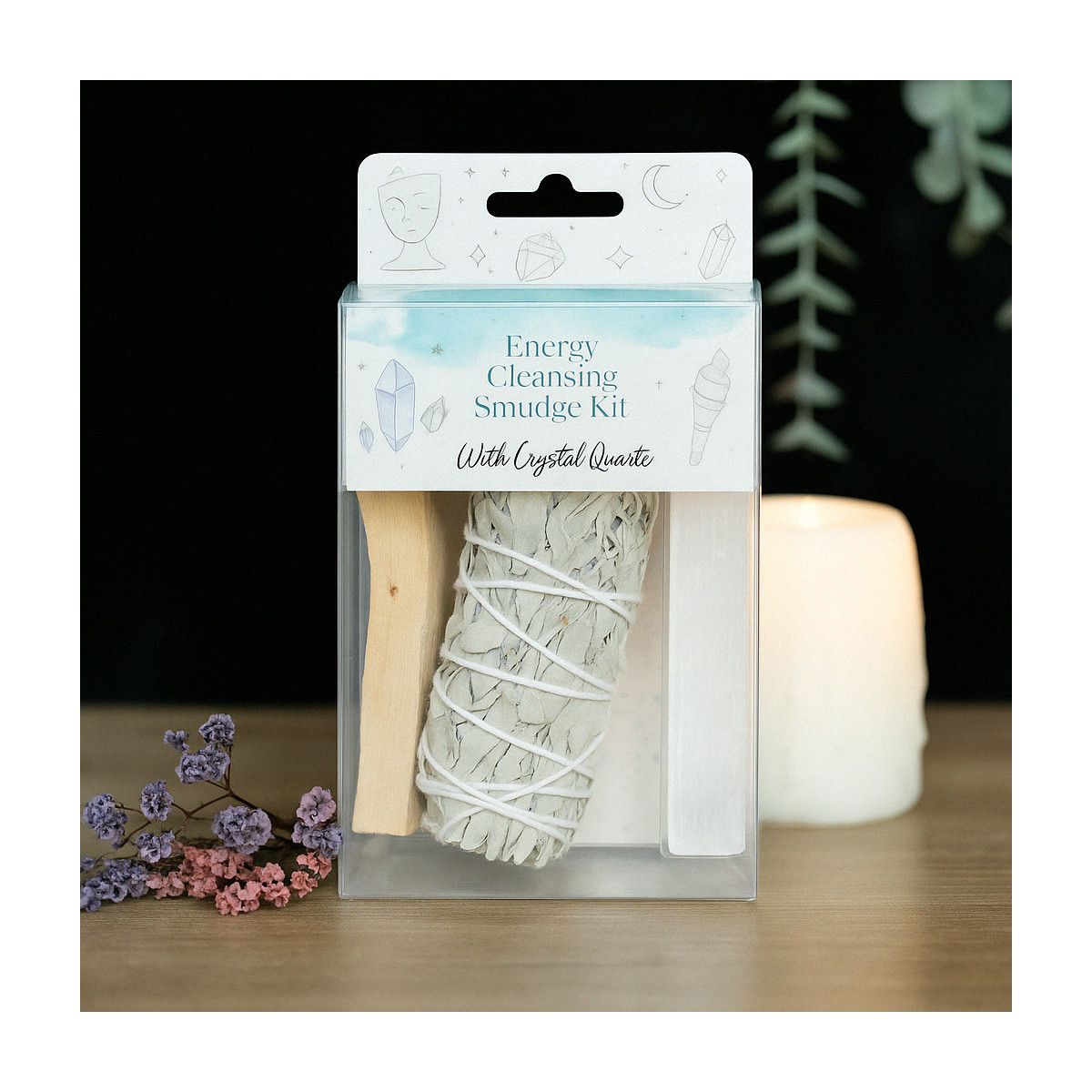 Kit Nettoyage Énergétique Spirituel – Bougies Chakra, Sauge, Cristaux – Purification Maison & Aura Positive