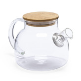 -Tisanière en verre borosilicate et couvercle en bambou 1L - Herboristerie du Valmont