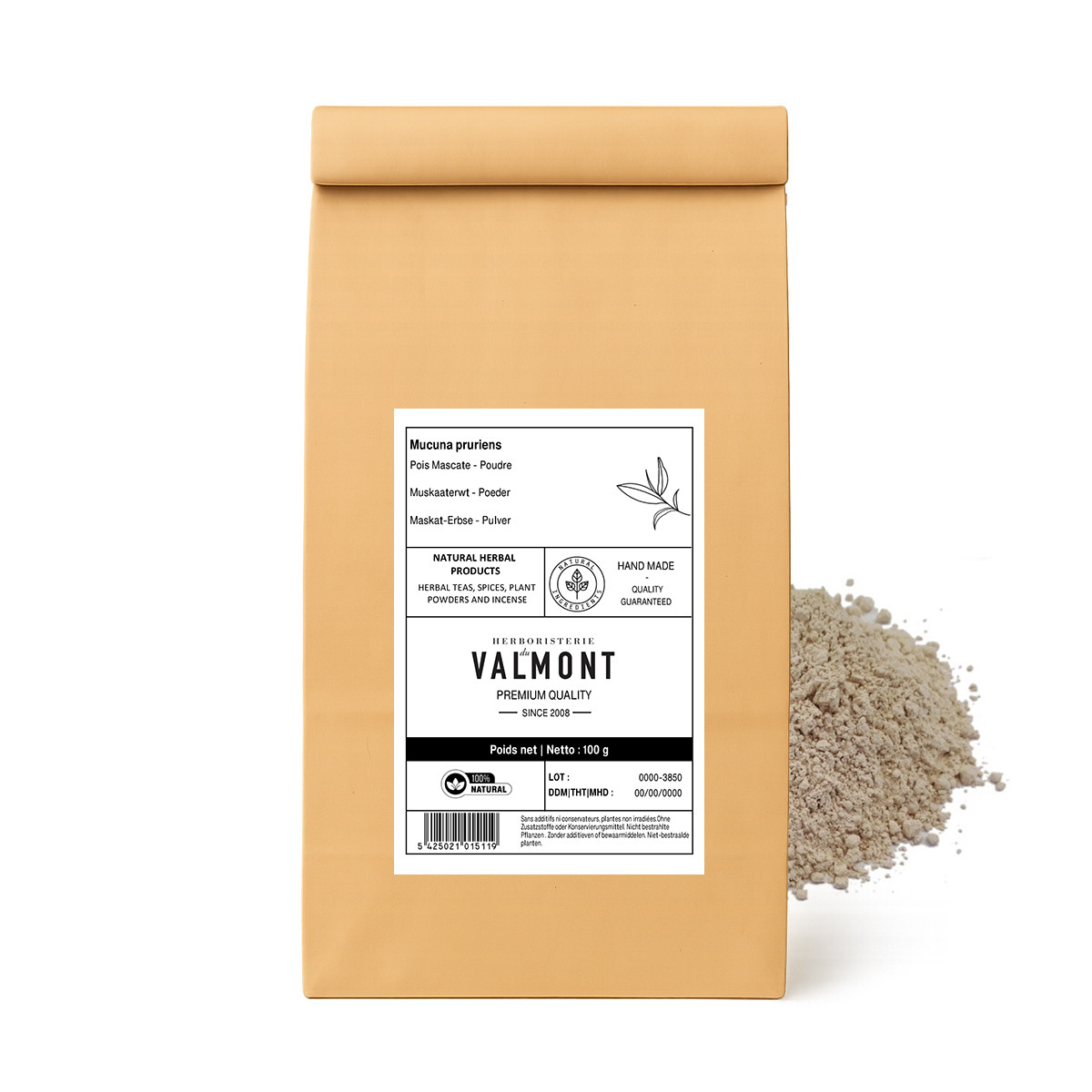 Poudre De Mucuna Pruriens 99% - Extrait Pur, Bio, Pour La Santé Masculine Et L'humeur