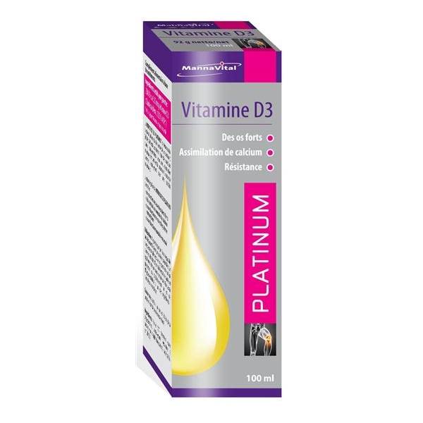 Vitamine D3 Platinum 100 ml - Mannavital - Vitamine A & D / huile de foie de morue - 1