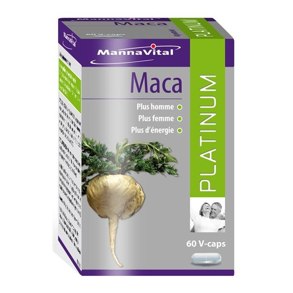 Maca (ginseng péruvien) Platinum (extrait standardisé) 60 capsules Mannavital﻿ - Gélules de plantes - 1