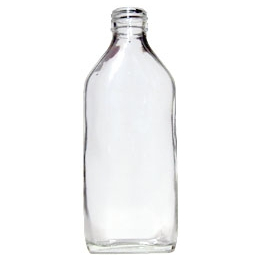Flacon en verre blanc type sirop 200 ml bouchon noir - Matériel de préparation en Herboristerie - 1